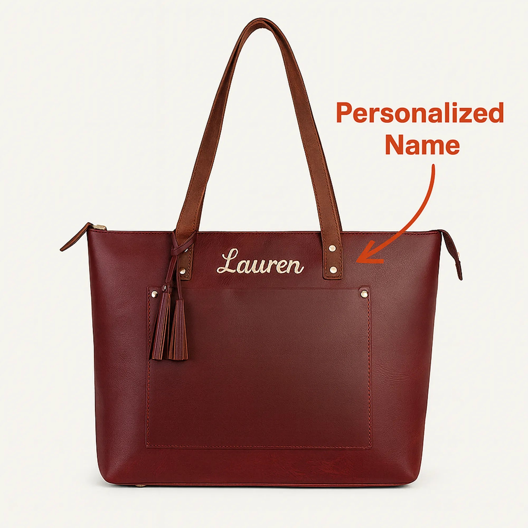 Wine Red Leather Tote Bag – Handmade in Full Grain Cowhide
