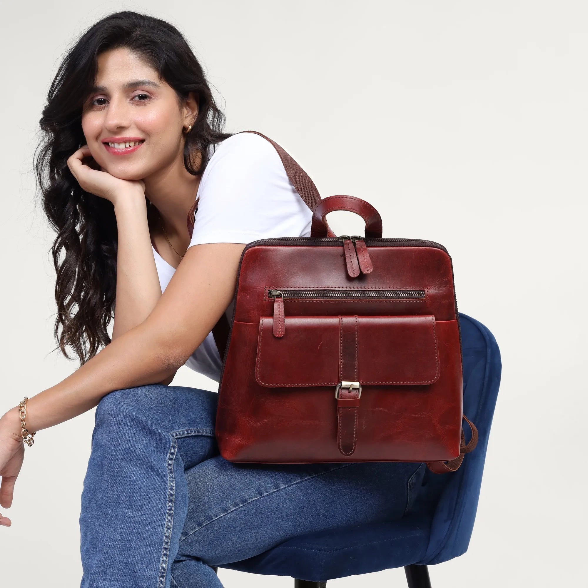 Wine Leather Backpack – Handmade Full Grain Burgundy Backpack for Women