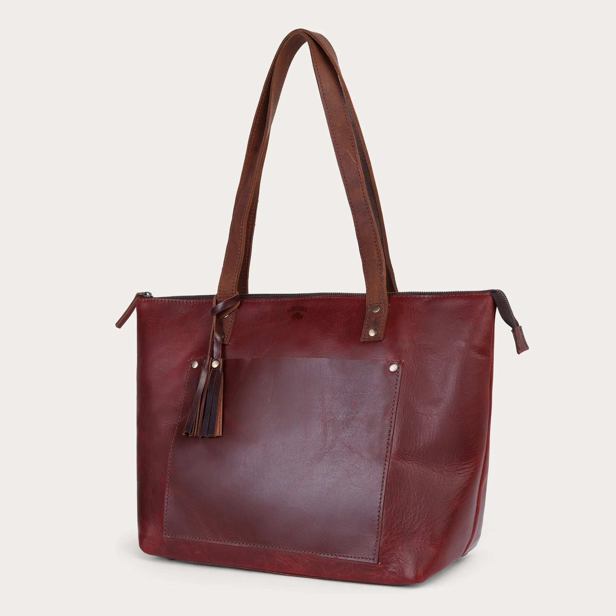 Wine Red Leather Shoulder Bag for Women – Handcrafted Full-Grain Tote | Personalized | Global Delivery | Work-Ready Elegance